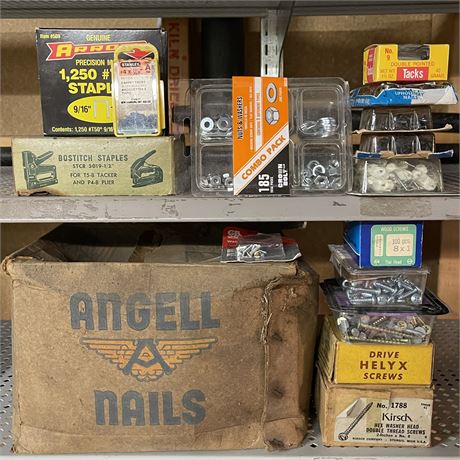 Large Collection of Small Parts - Nails, Staples, Tacks, Screws & More