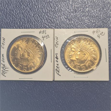 (2) 1976 Freedom America Bicentennial Commemorative Medals