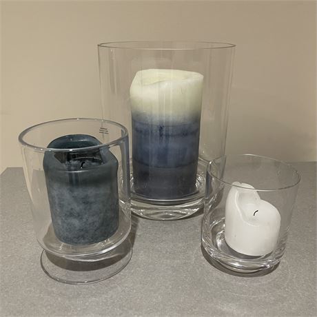 3 Piece Crate & Barrel Tabletop Candle Holders
