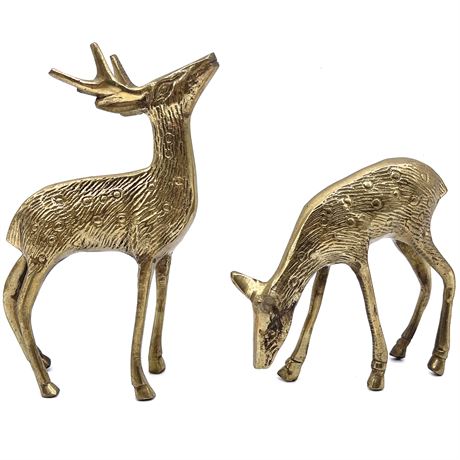 Vintage Solid Brass Buck and Doe Figurines
