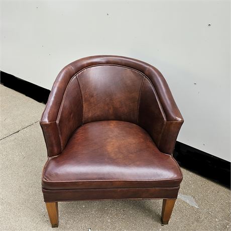 MCM brown leather club armchair