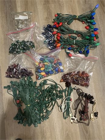 collection of Christmas lights, including several strings of multi-colored