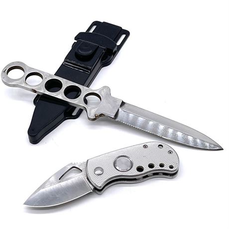 Stainless Steel Dive Knife w/ Sheath & Chubby Knife