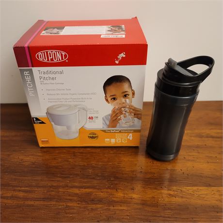 Filtered Water Pitcher and Insulated Water Bottle