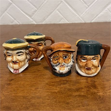 Vtg Hand-Painted Ceramic Toby Mug Style S&P Shakers