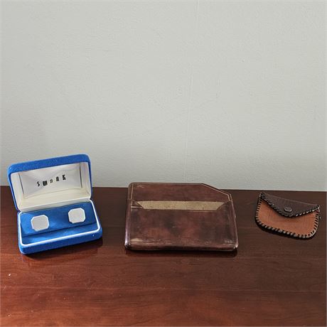 Swank Cufflinks & Leather Bill Wallet