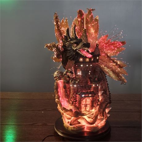 Fiber Optic Dragon Statue-Tested & Works