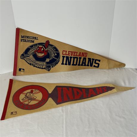 Pair of Cleveland Indians Chief Wahoo MLB Pennants