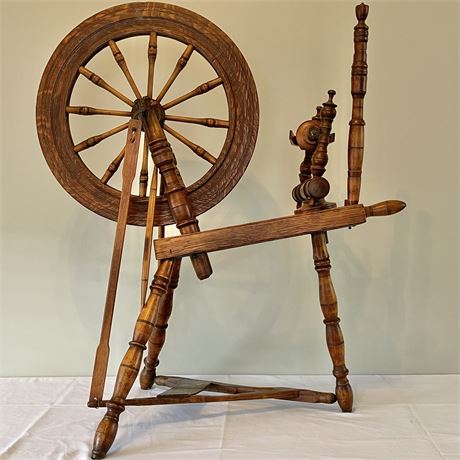 Antique Wood Spinning Wheel