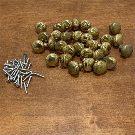 Lot of 25 Solid Brass Drawer Knobs
