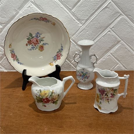 Vintage Porcelain Floral Creamers, Bowl, and Vase - CT Germany and more