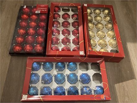 4 boxes assorted multicolor ornaments