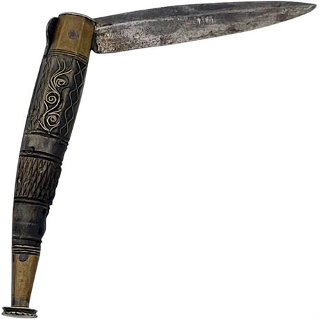 Avigliano Balestra Buffalo Horn Folding Knife w/ Brass Fittings & Steel Blade
