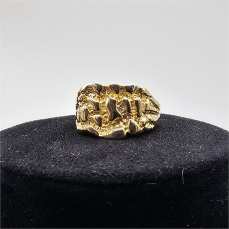 Men's Gold Tone Nugget Ring