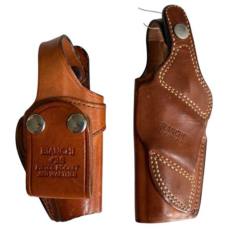 Bianchi 3S Pistol Pocket Leather Holster & Bianchi S&W 9mm #19 Pistol Holster