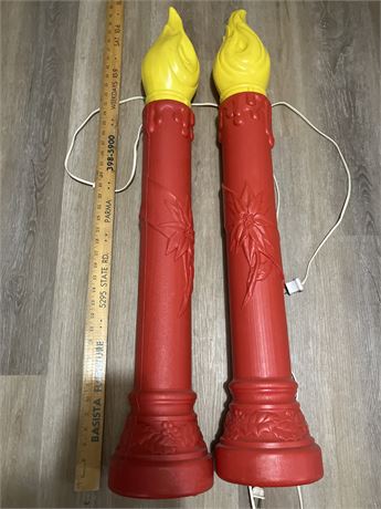 2 Vintage Christmas candle blow molds, vintage candle molds,