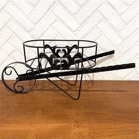 Decorative Iron Wheelbarrow Plant Stand