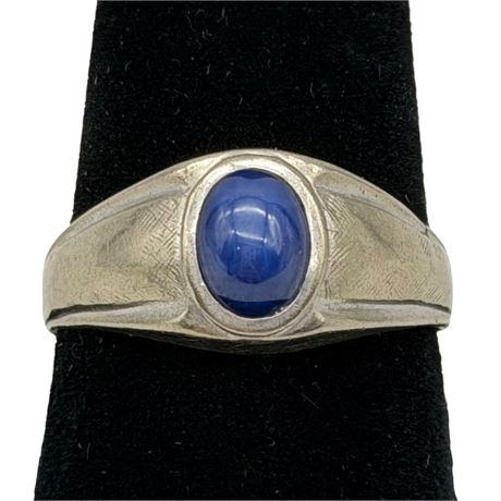 10K White Gold & Blue Sapphire Size 8.75 Ring