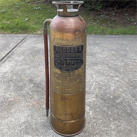 Antique Badger's Copper & Brass Fire Extinguisher