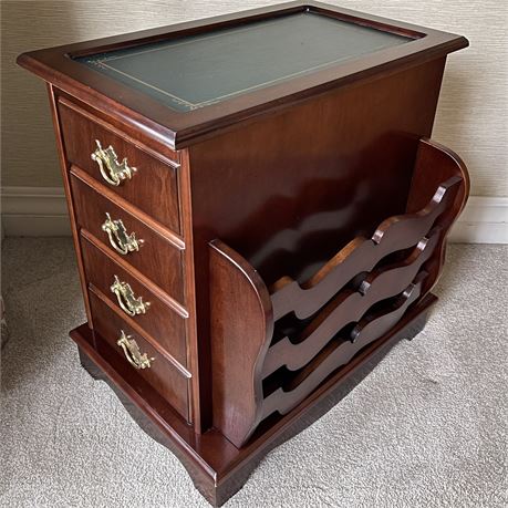 Powell Heirloom Magazine Rack Storage Side Cabinet with Pull-Out Tray