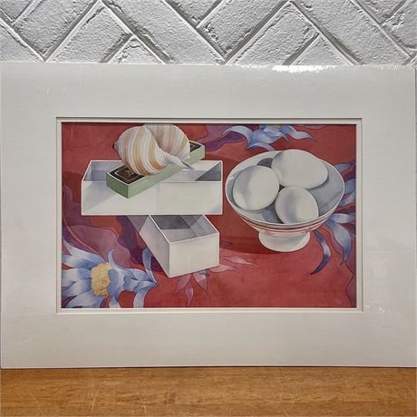 Sloane Signed Still Life Oriental Art Print w/ Cardboard Border