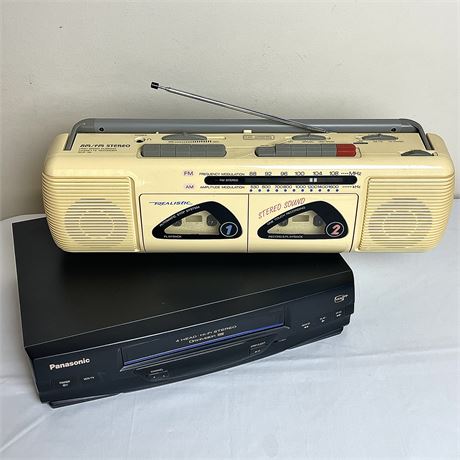 Panasonic VCR Model PV-V520 with Realistic AM/FM Cassette Player Model 14-754