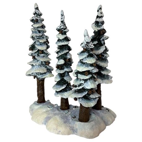 Dept 56 Village Pole Pine Forest Cold Cast Porcelain Trees and Base in Box