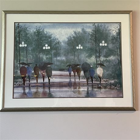 Signed Russ Erickson "Walk in The Park" Framed Print