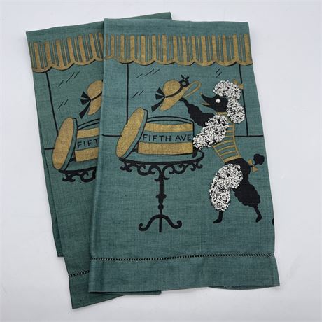 Pair of Vtg Poodle Fifth Ave. Tea Towels