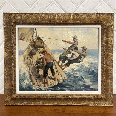 ORIGINAL 1958 Ant. Godoy Signed Nautical Art Piece
