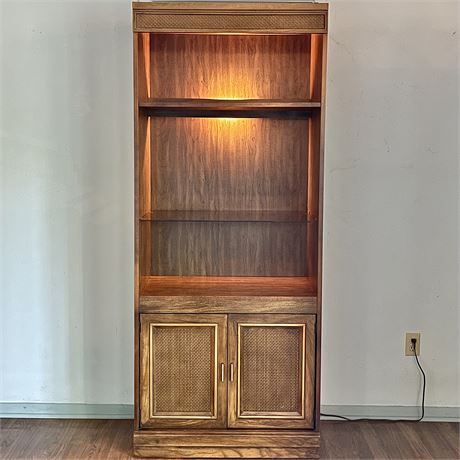 Lighted 3-Tier Bookshelf w/ Bottom Storage Cabinet