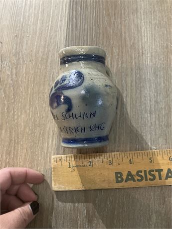 Small, salt-glazed stoneware pitcher