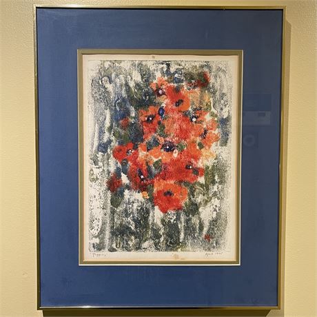 1975 Signed "Poppies" Framed Art Print
