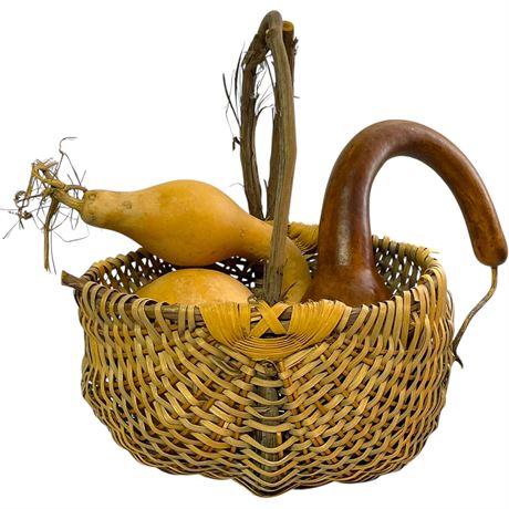 (2) Gourds in Handmade Basket