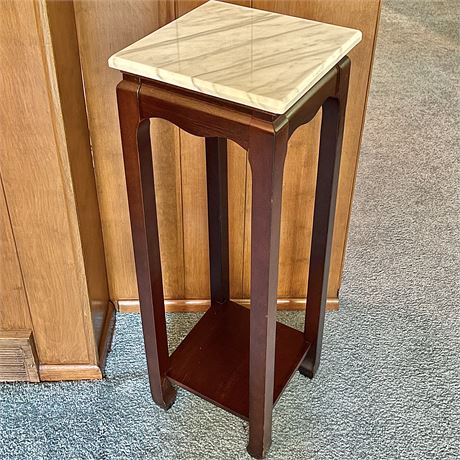 Vtg Asian Style Marble Top Plant Stand