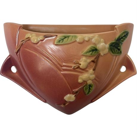 Mid Century Roseville Pottery Strawberry Wall Pocket Planter