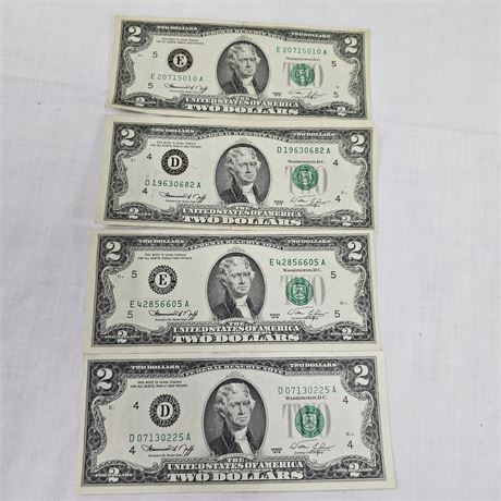 (4) 1976 $2 Dollar Bills
