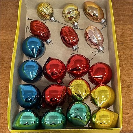 Vintage Glass Christmas Ornaments w/ Mixed Colors & Shapes!