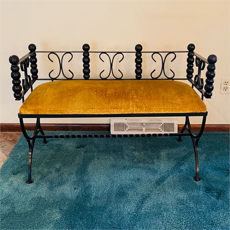 Vintage Spanish Revival Style Iron Seating Bench