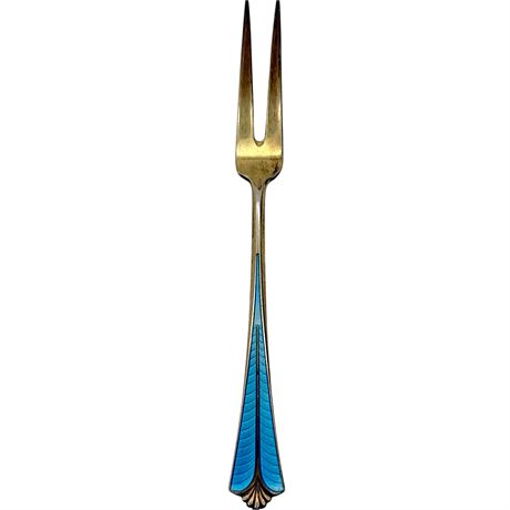Antique 925 Sterling Silver Guilloché Enamel David Andersen Cocktail Fork