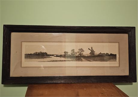 Antique Hand Sketched Picture with Amazing Frame