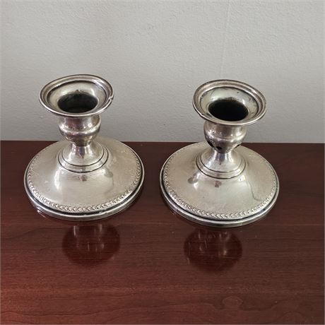 3" Pair of Sterling Silver Candlestick Holders