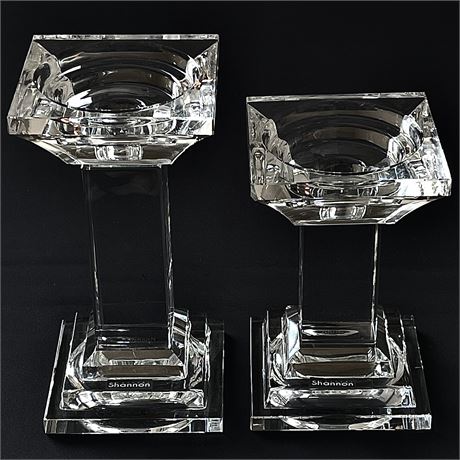 Pair of Shannon Crystal Candlestick Holders
