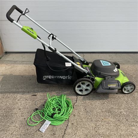 Greenworks Electric Lawnmower - Foldable for Easy Storage