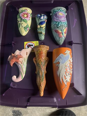 Roseville wall pockets,