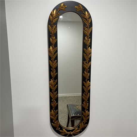 Large Oval Wood Framed Accent Wall Mirror