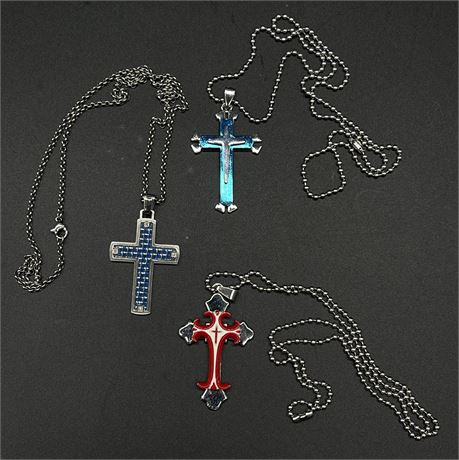 Three Cross Pendants on Chains
