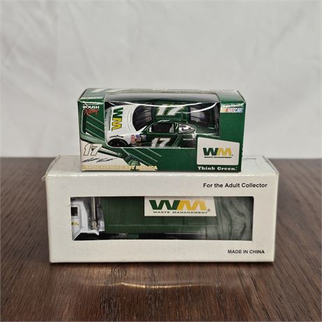 Die Cast WM Race Car & Mini Roll Off Dumpster Lot 1