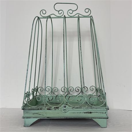 Decorative Distressed Green Bird Cage