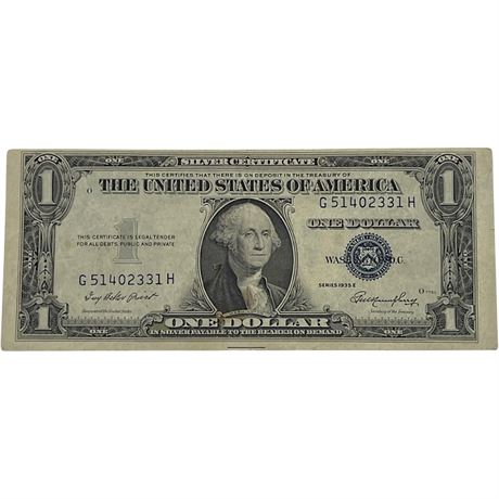 1935 E Blue Seal One Dollar Silver Certificate Bank Note